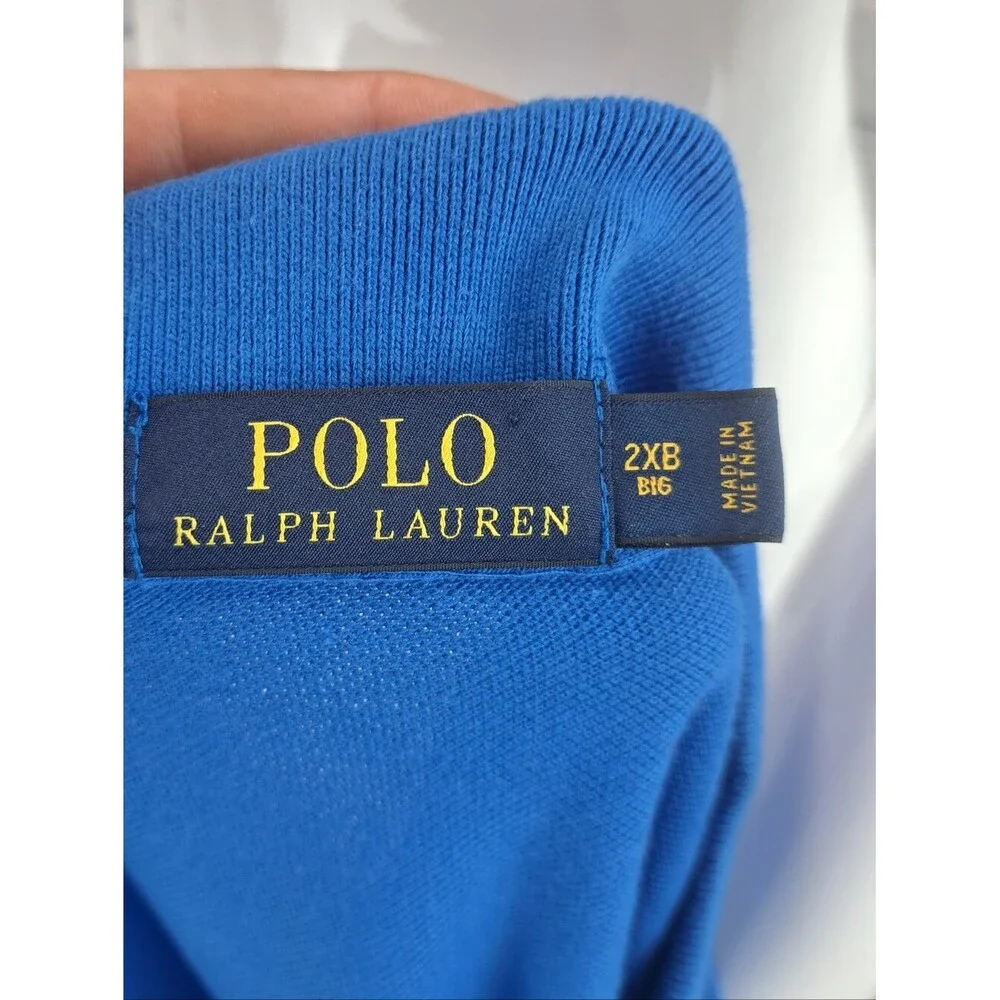 Polo Ralph Lauren Men's Polo Shirt Blue Yellow Pony Big and Tall Size 2XB